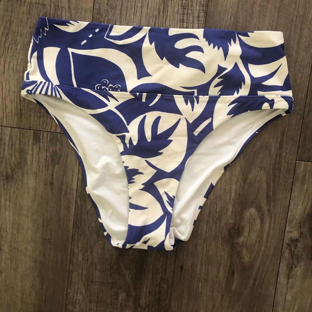 Madewell Blue & White High Waist Bikini Bottoms